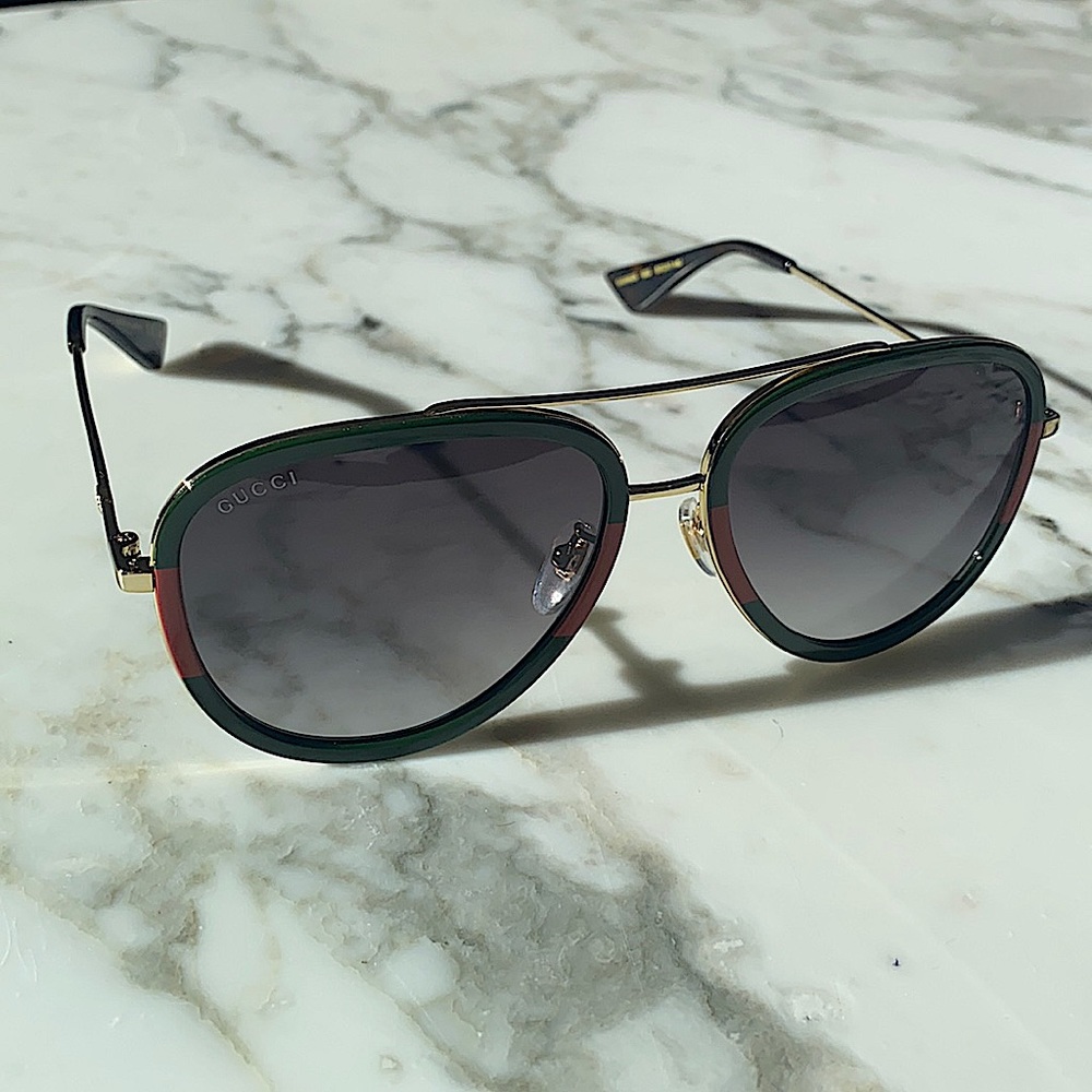 NEW GUCCI Aviator metal sunglasses